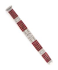 UNHEATED BURMESE RUBY AND DIAMOND BRACELET