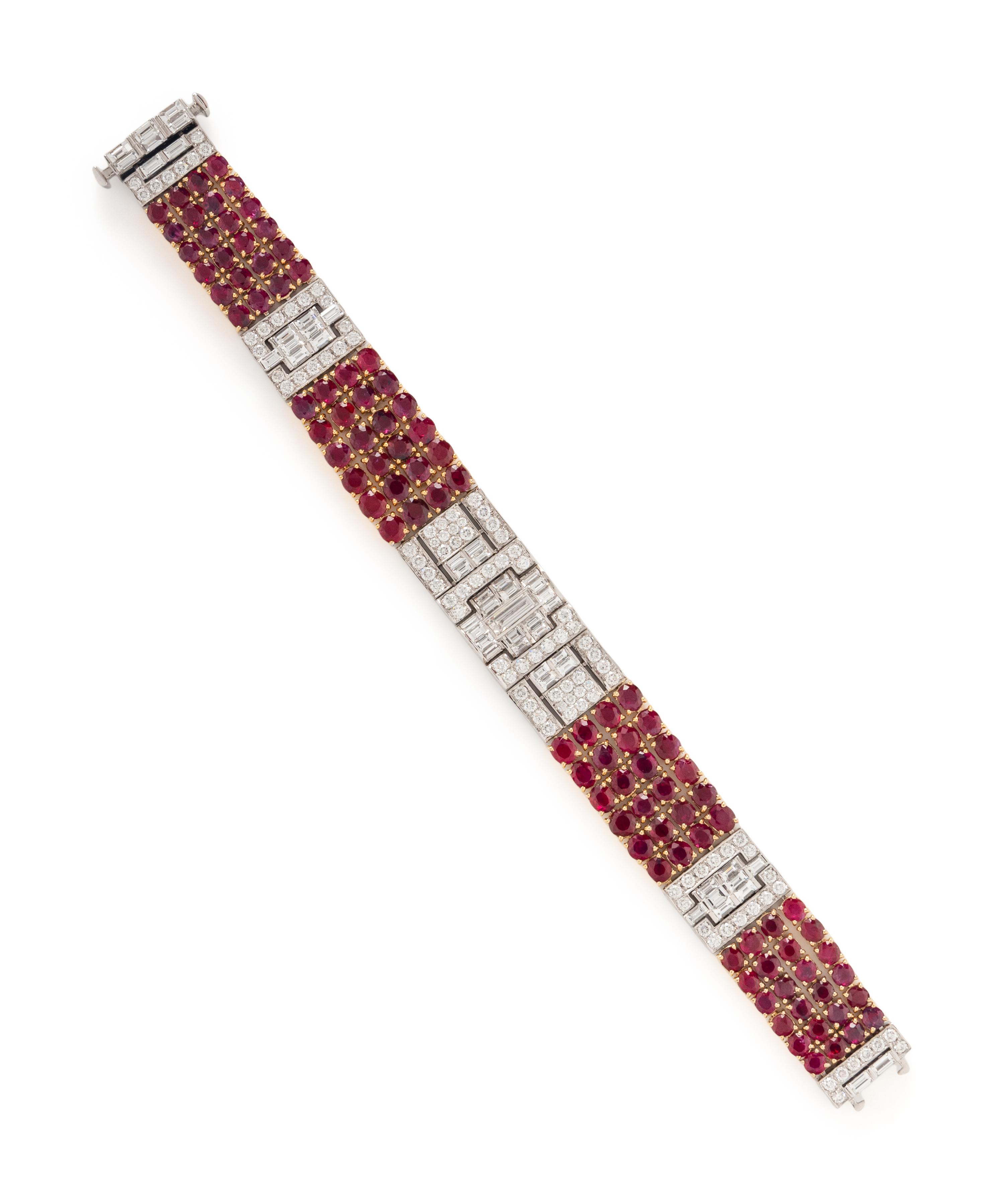 UNHEATED BURMESE RUBY AND DIAMOND BRACELET