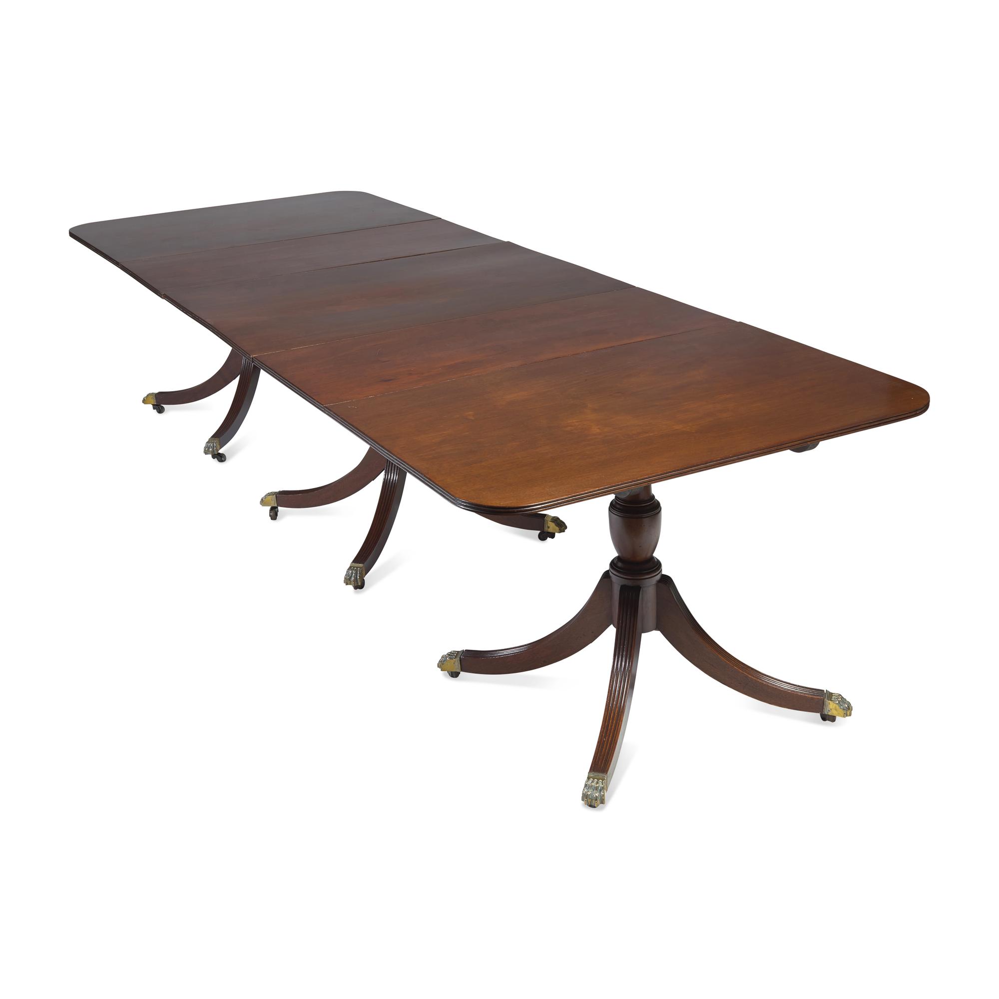 A Regency Style Mahogany Three-Pedestal Dining Table