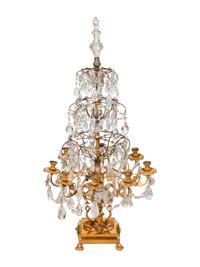An Empire Style Four-Tier Gilt Bronze and Rock Crystal Eight-Light Girandole