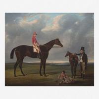 Circle of John Frederick Herring the Elder (British, 1795–1865) Jockey on a Horse and Groom in a Landscape