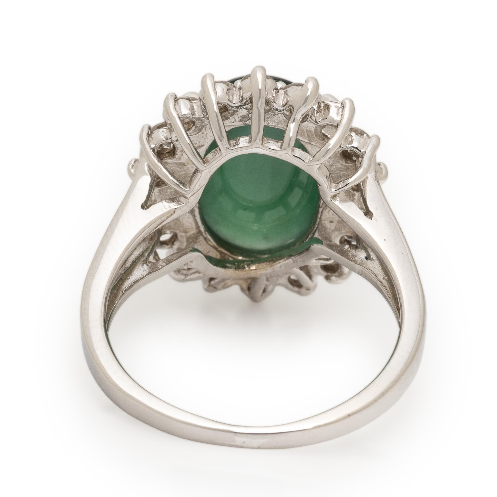 Jade, Diamond, and White Gold Ring