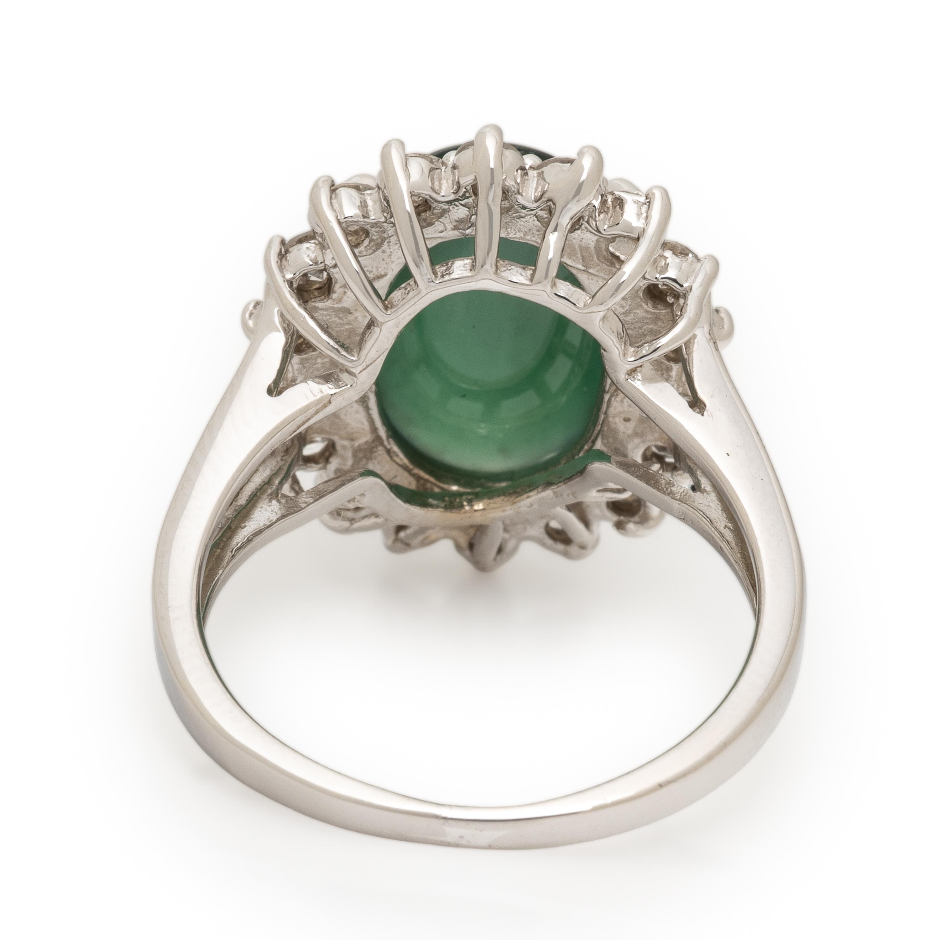 Jade, Diamond, and White Gold Ring