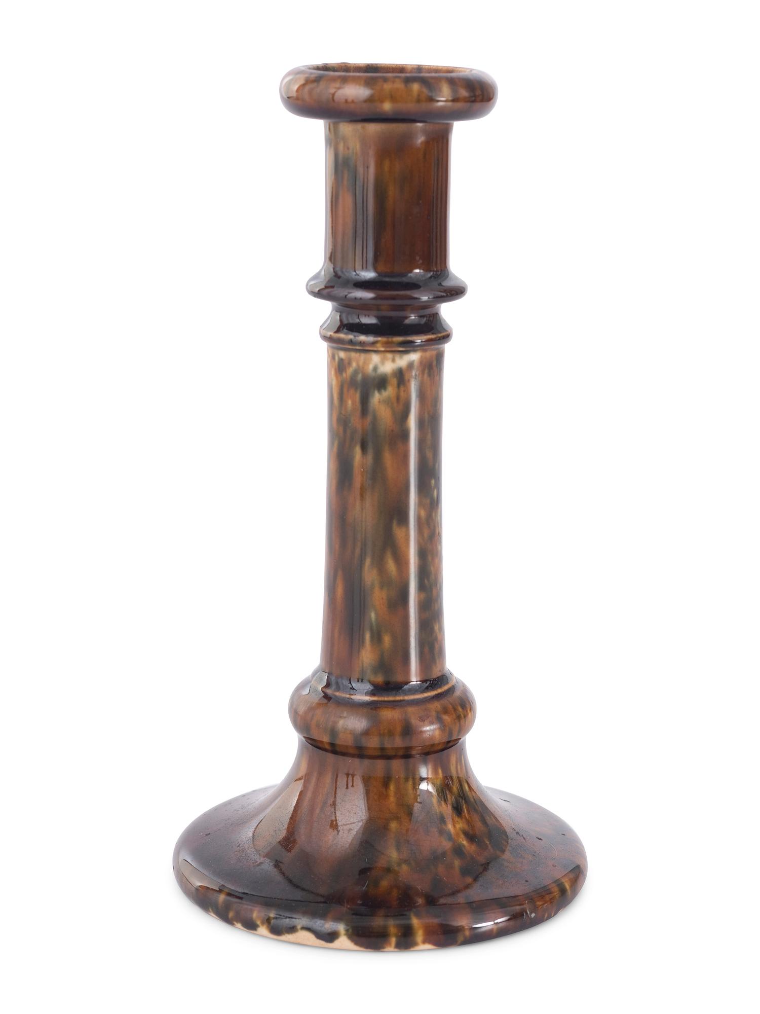 Five Rockingham Glaze Candlesticks