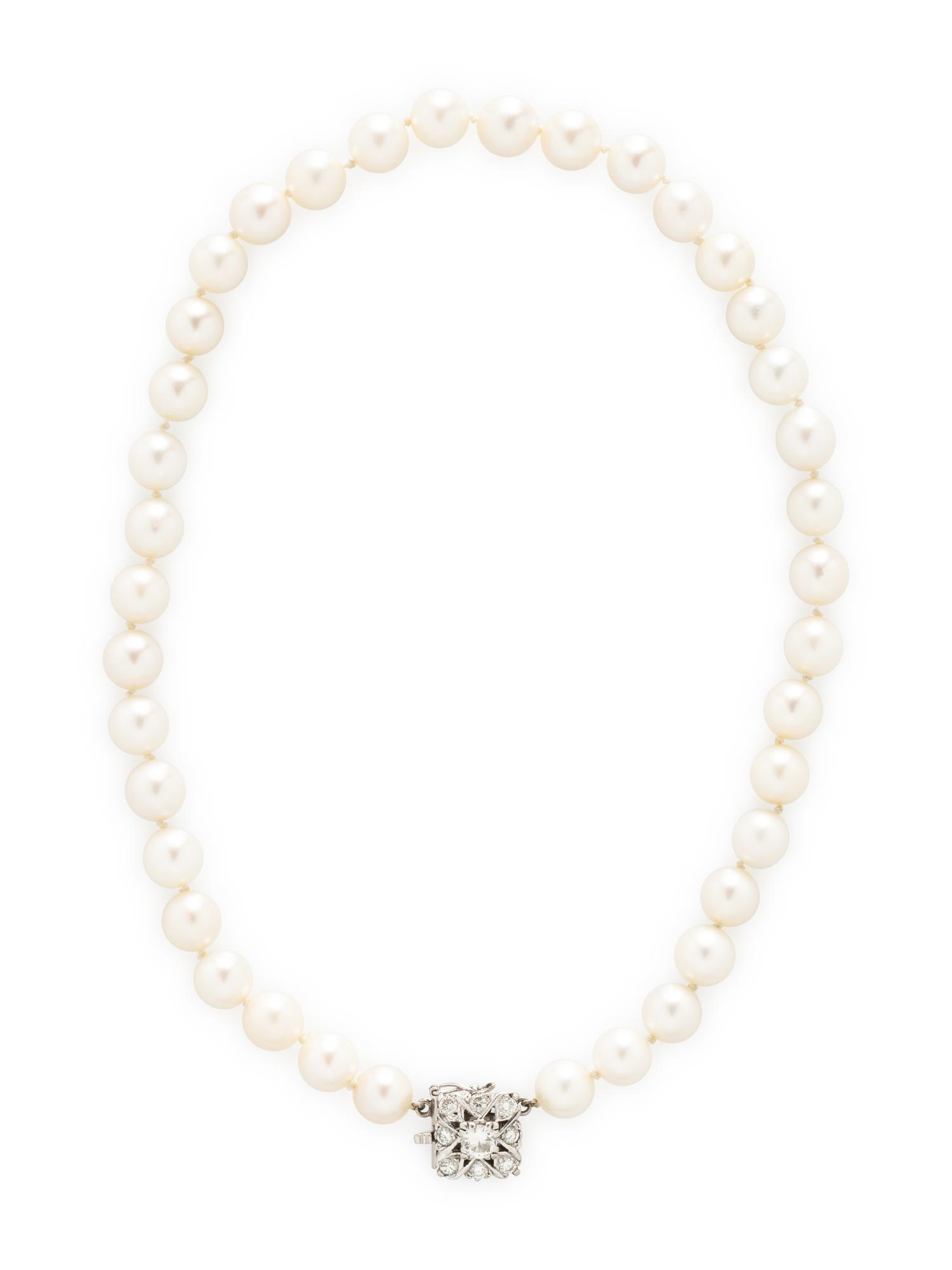 CULTURED PEARL AND DIAMOND NECKLACE