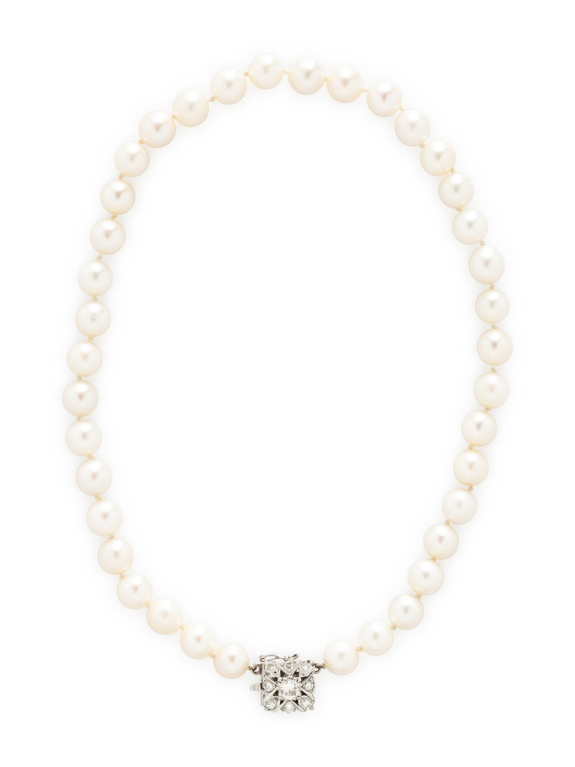CULTURED PEARL AND DIAMOND NECKLACE