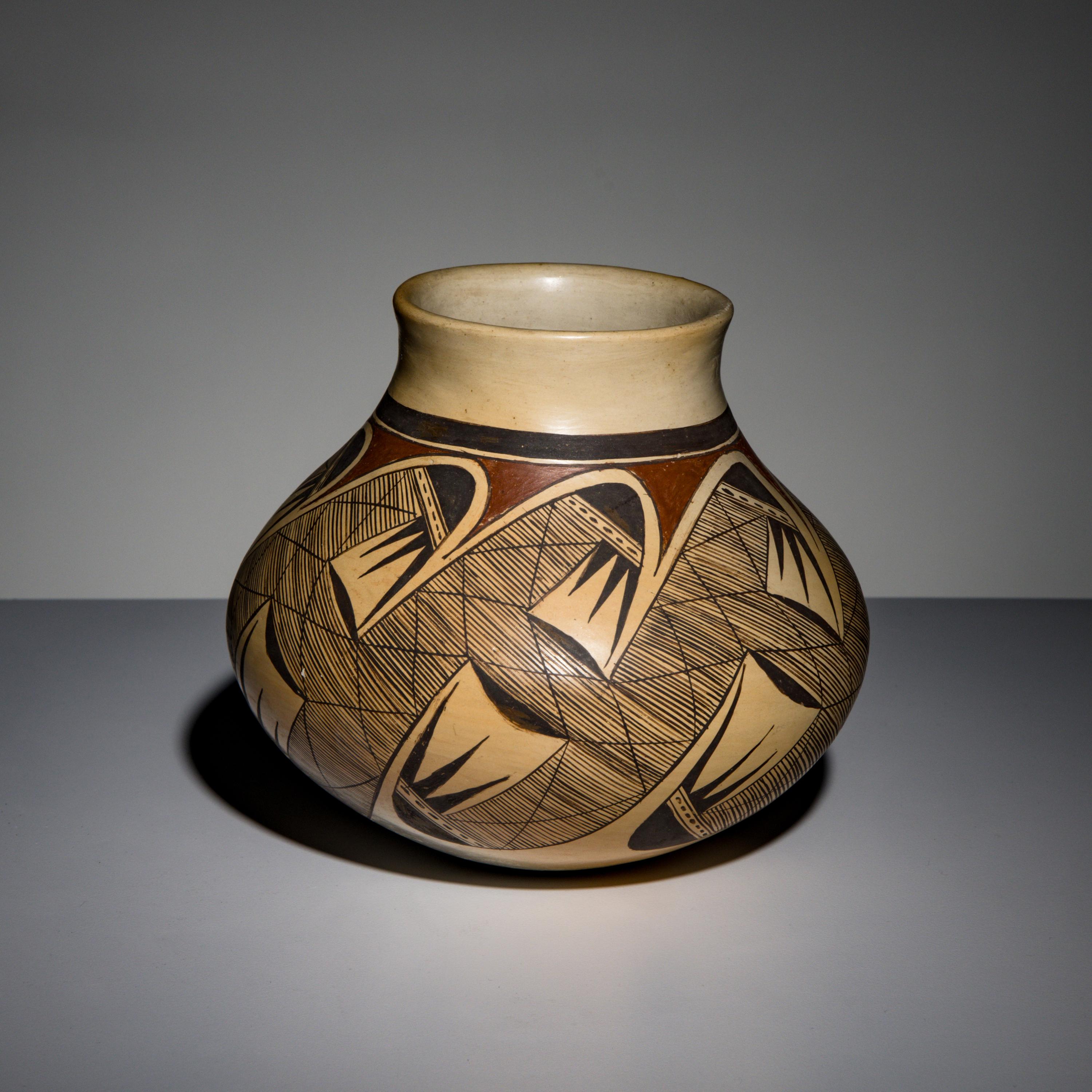 Priscilla Namingha (Hopi-Tewa, b. 1924-2008) — Polychrome Pottery Jar, with Migration Pattern