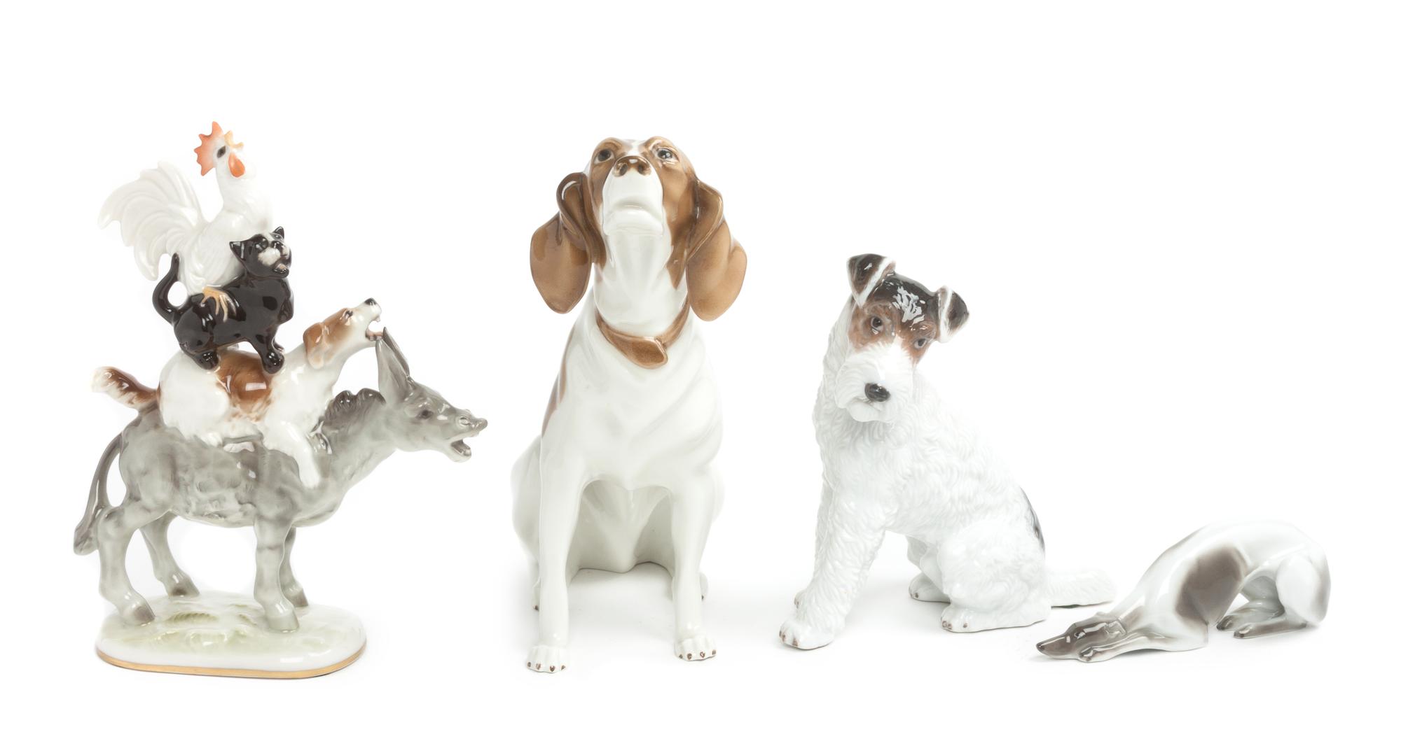 Four Hutschenreuther Porcelain Figures Height of tallest 8 inches. — 20TH CENTURY