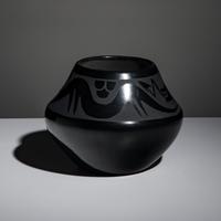 Maria and Santana Martinez (San Ildefonso, 1887-1980 / 1909-2002) — Blackware Pottery Jar, with Avanyu 1954-1956