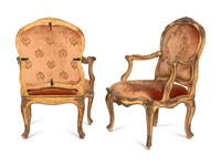 A Set of Twelve Louis XV Style Cream-Painted Fauteuils