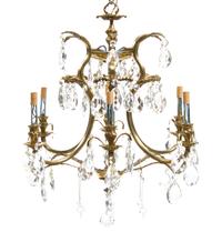 An American Brass Six-Light Chandelier, New Metal Craft, Height 24 inches.