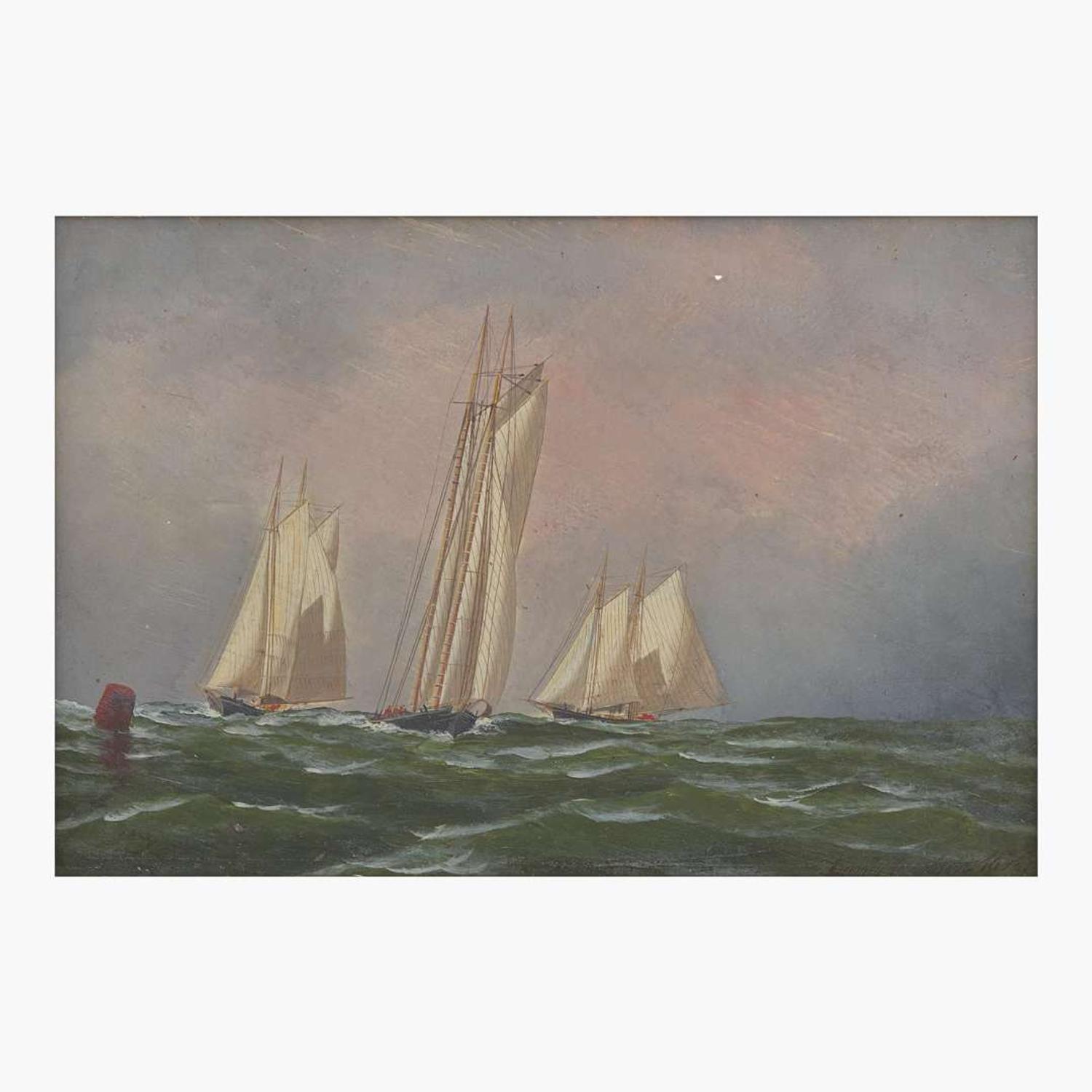 Antonio Jacobsen (American/Danish, 1850-1921) Three Racing Yachts