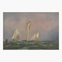 Antonio Jacobsen (American/Danish, 1850-1921) Three Racing Yachts