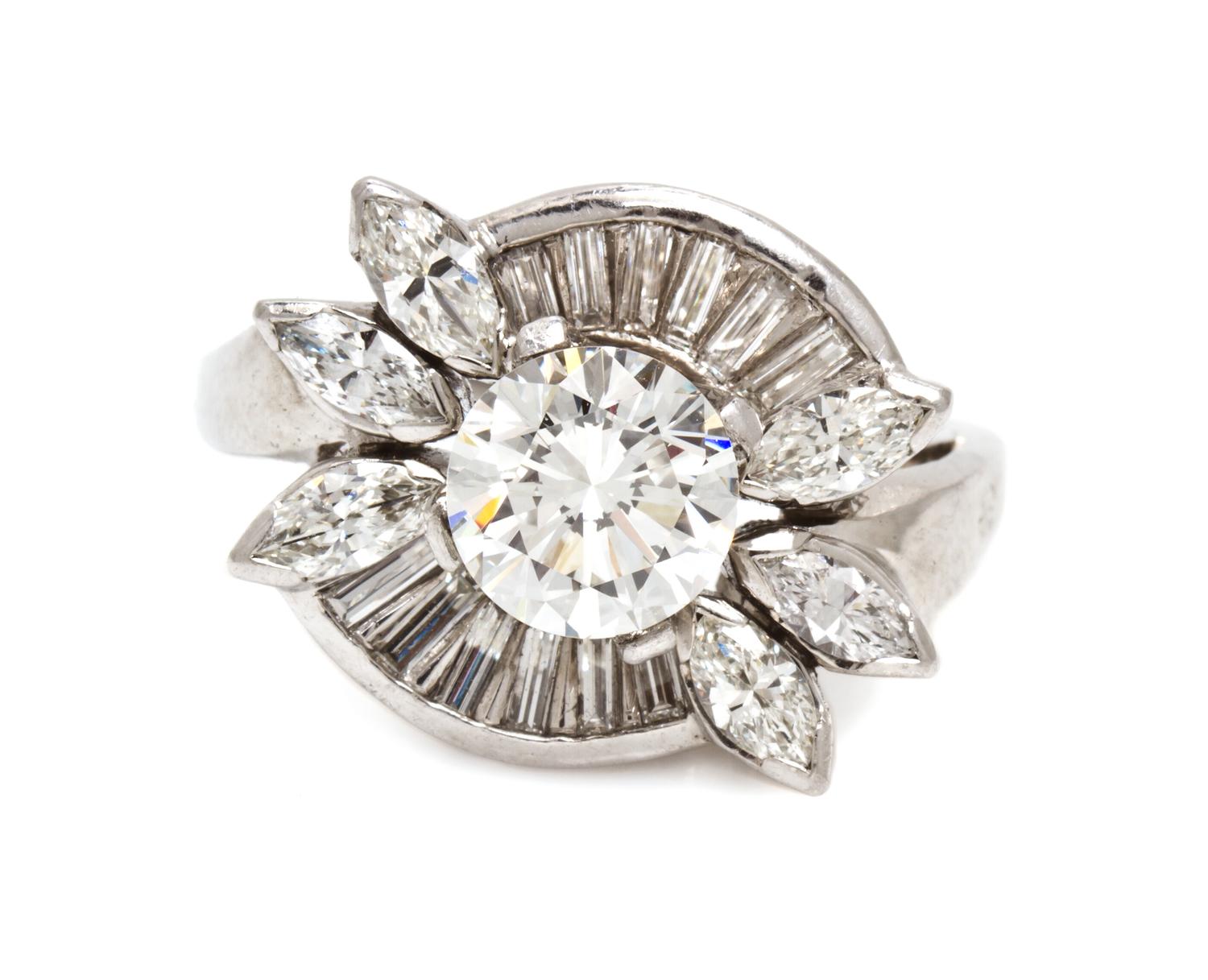 A Platinum and Diamond Ring, Circa 1950, 6.10 dwts.