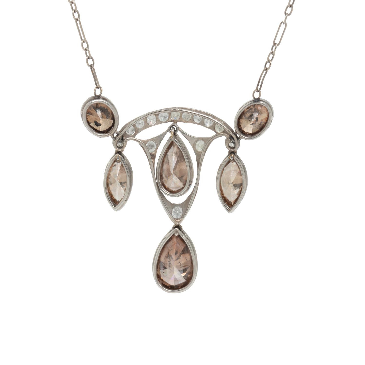 BROWN DIAMOND AND DIAMOND NECKLACE