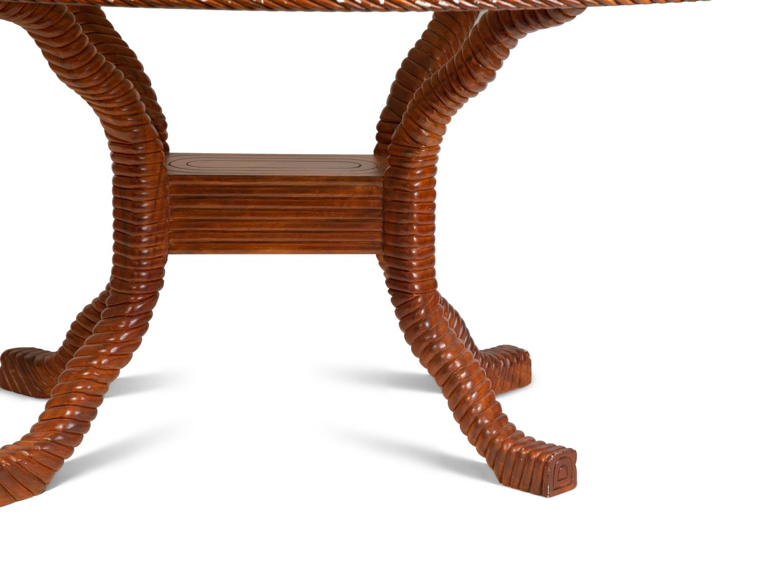 An Italian Faux-Painted and Rope Carved Dining Table — 20TH CENTURY