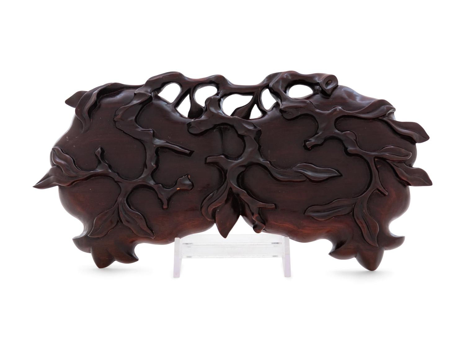 A Chinese Carved Hardwood Double-Dish