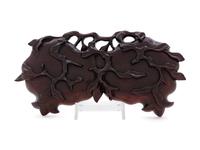 A Chinese Carved Hardwood Double-Dish