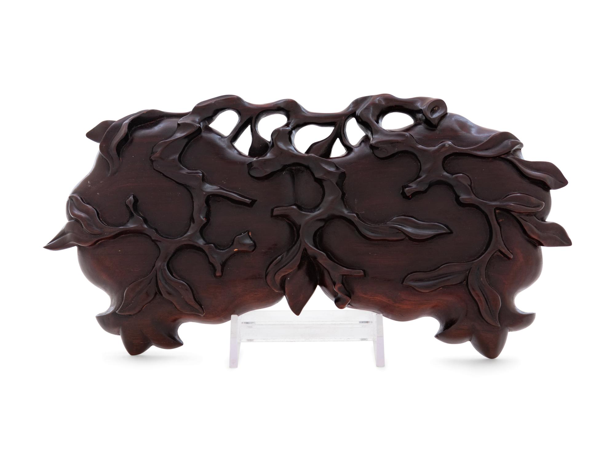 A Chinese Carved Hardwood Double-Dish