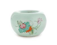 A Celadon Ground Famille Rose Porcelain Water Coupe