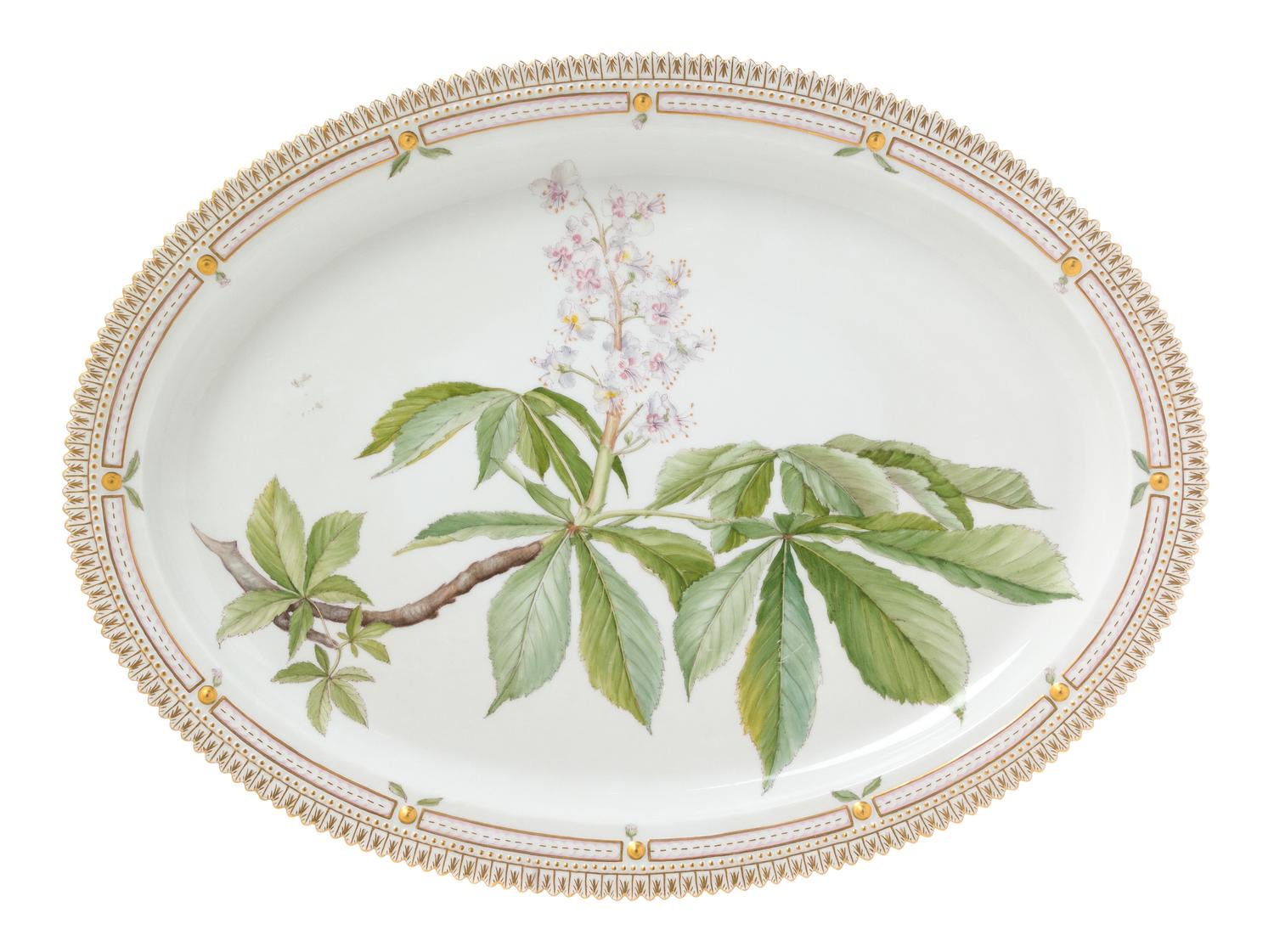 A Royal Copenhagen Flora Danica Porcelain Serving Tray Width 20 1/2 inches. — 20TH CENTURY