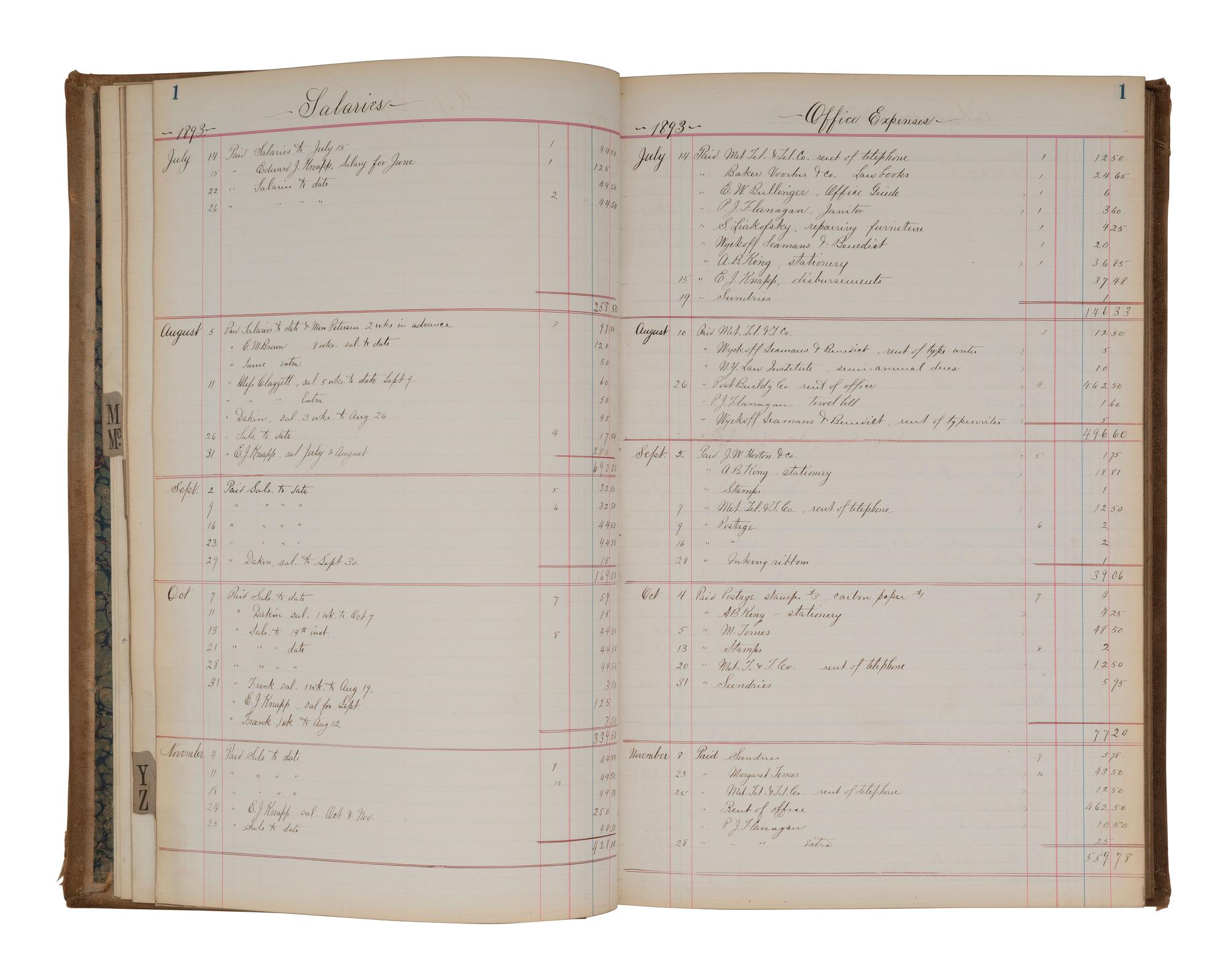 [US SUPREME COURT]. Blatchford family archive including documents, ledgers, photographs, and a silk menu signed by President Chester A. ARTHUR (1829-1886) and Supreme Court Justice Samuel Blatchford (1820-1893).