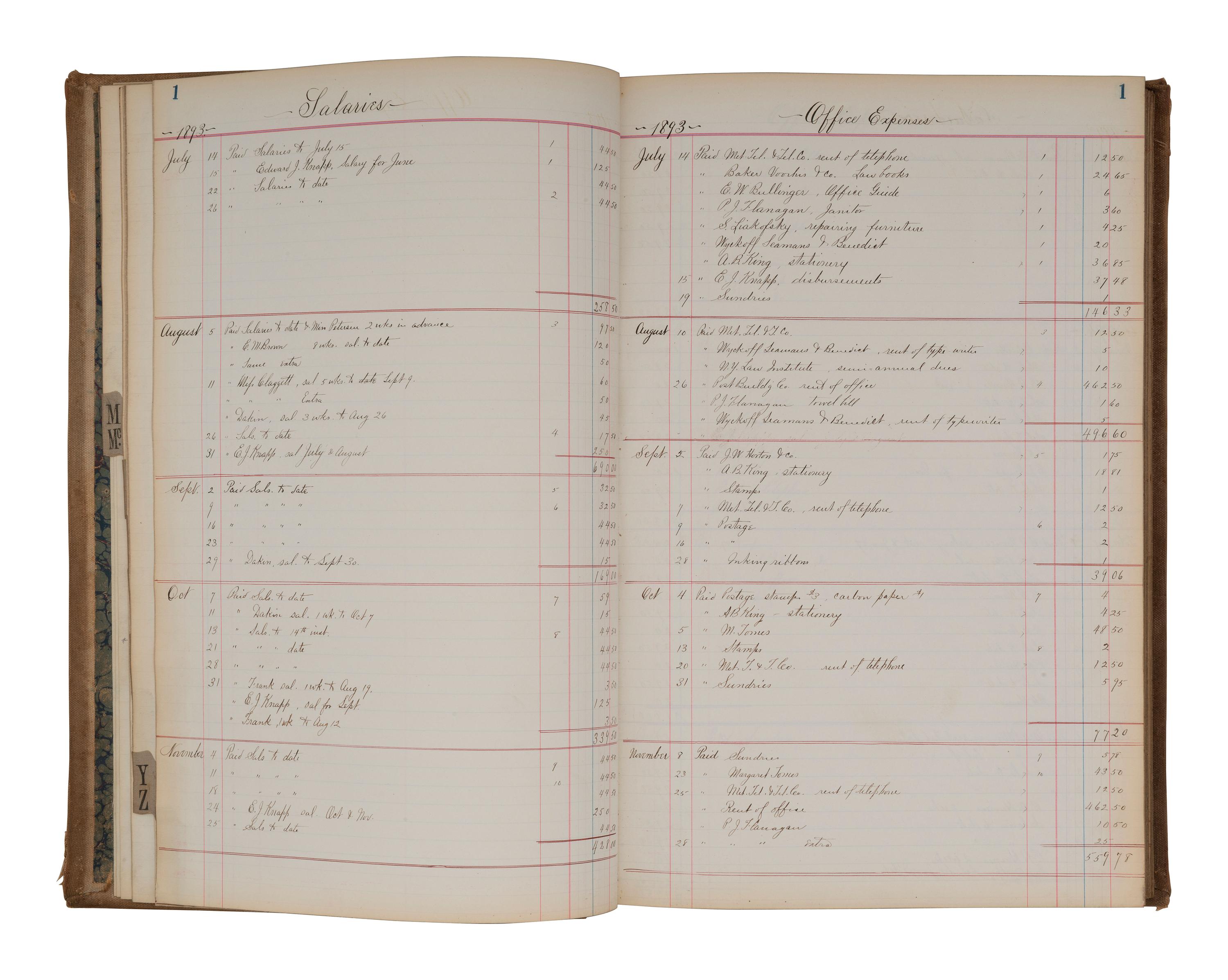 [US SUPREME COURT]. Blatchford family archive including documents, ledgers, photographs, and a silk menu signed by President Chester A. ARTHUR (1829-1886) and Supreme Court Justice Samuel Blatchford (1820-1893).