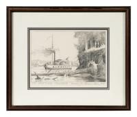 The Western Engineer Ascending the Missouri River , 1992 (together with a pencil sketch for the painting)