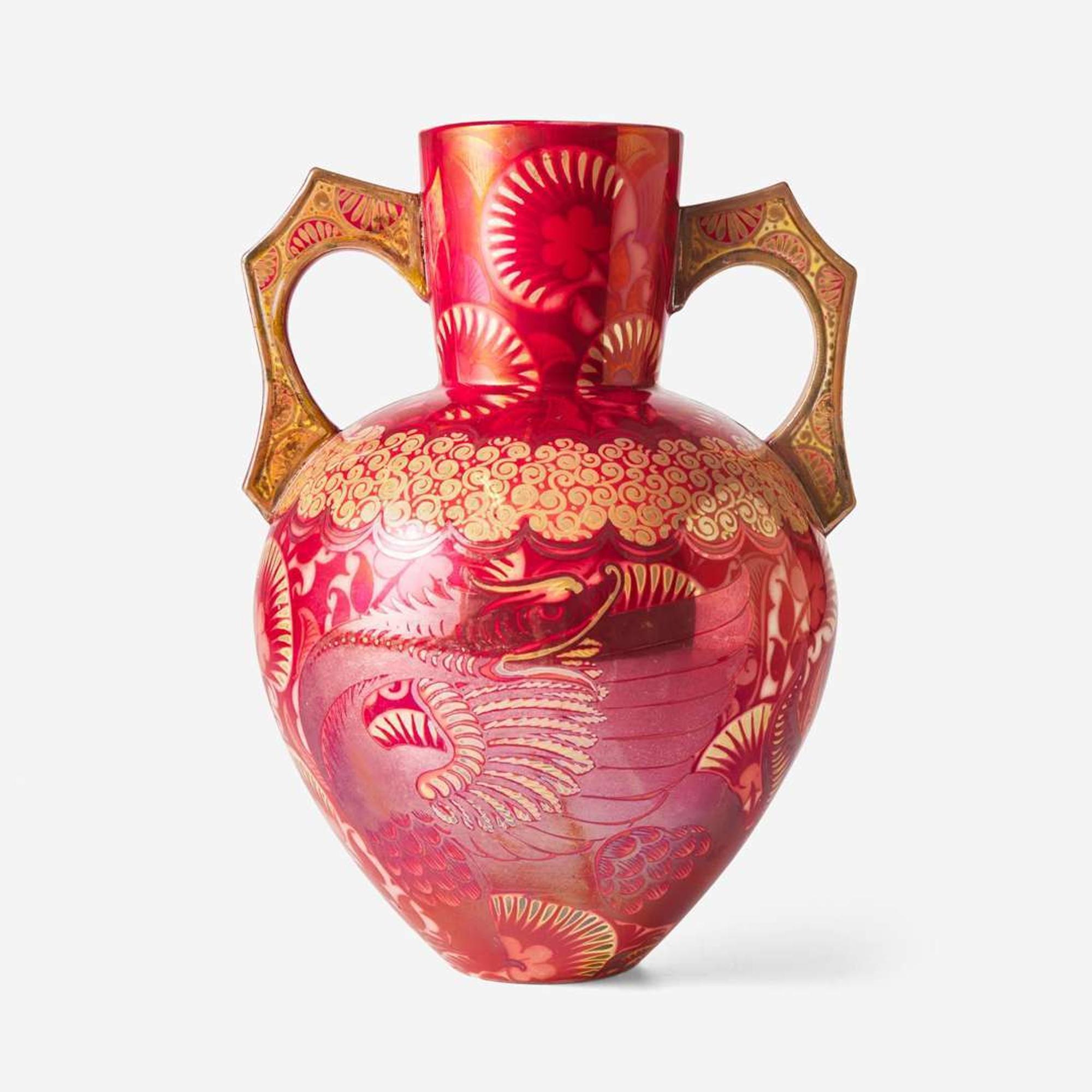 A two-handled lustre glazed earthenware vase William De Morgan (English, 1839-1917), England, early 20th century
