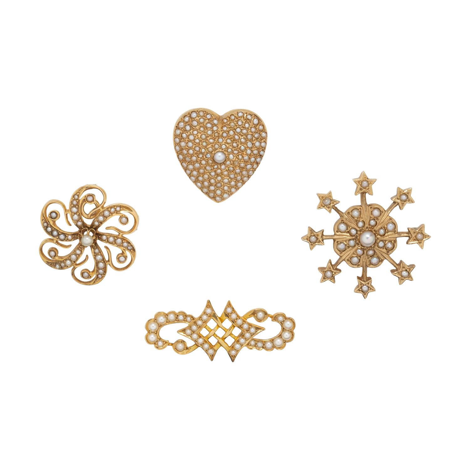 ANTIQUE, COLLECTION OF SEED PEARL BROOCHES
