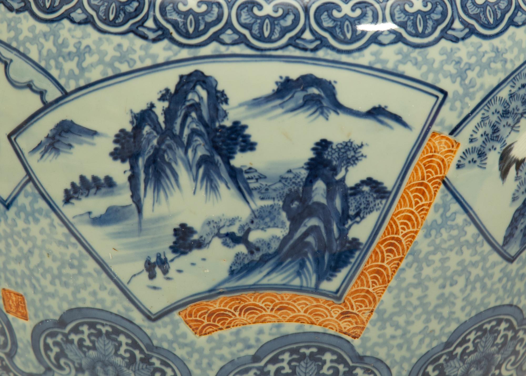 Pair of Chinese Blue and White Porcelain Jardinieres