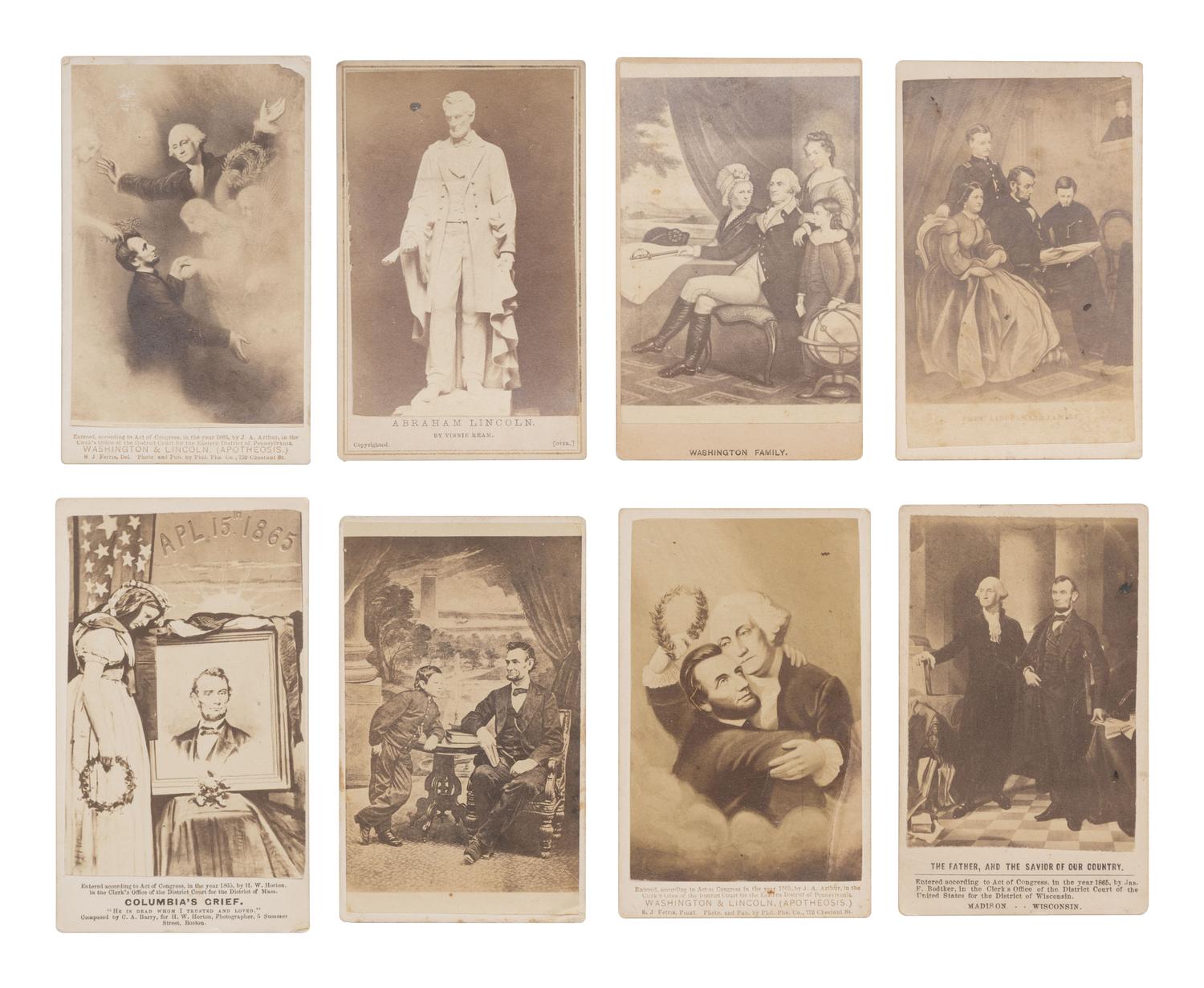 [LINCOLNIANA]. 14 CDVs related to Lincoln and his family, incl. mourning images.