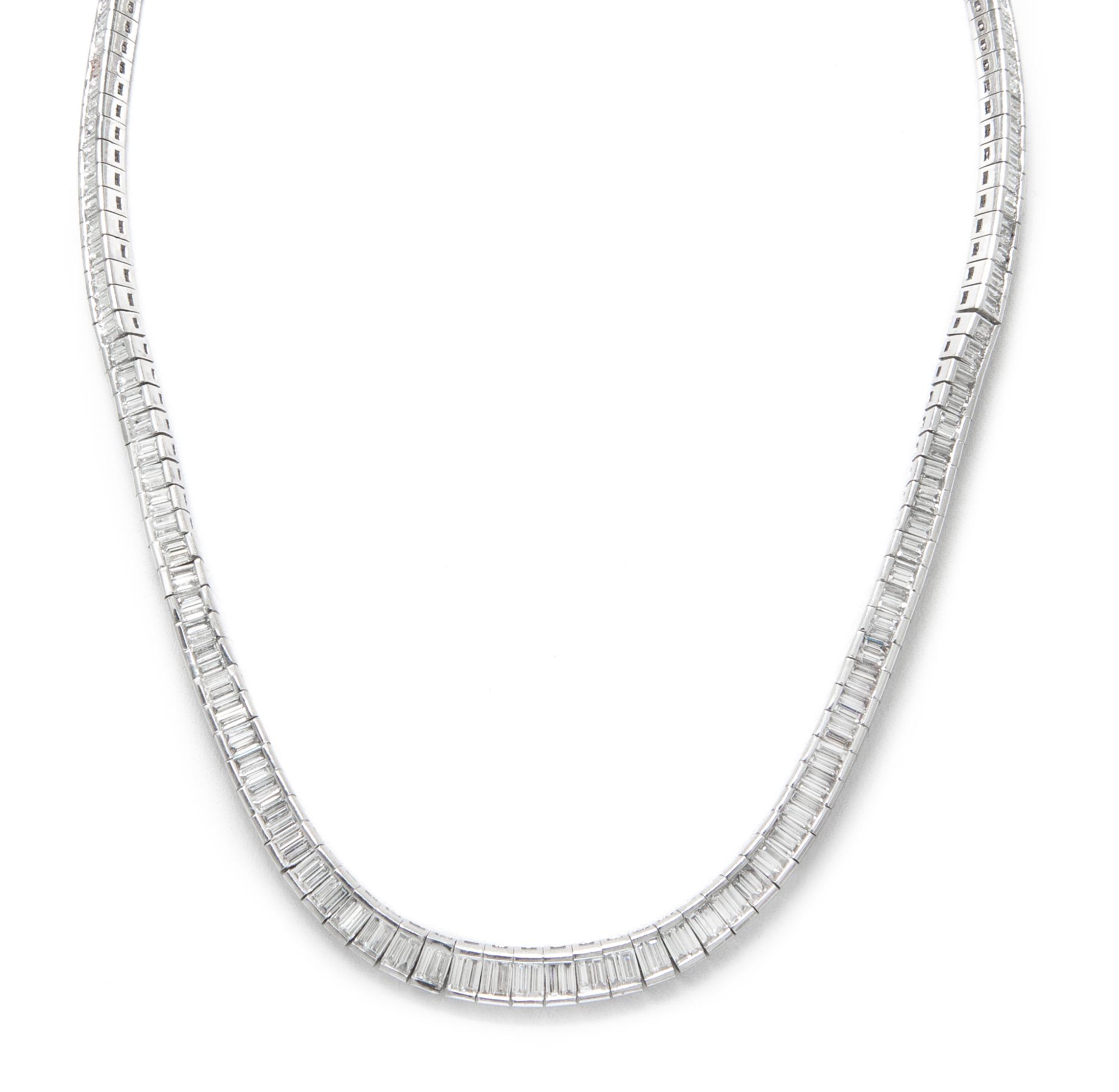 A Platinum and Diamond Riviera Necklace, 55.20 dwts.