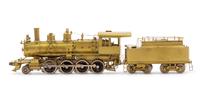 A Group of Four Brass Locomotives and Three Tenders