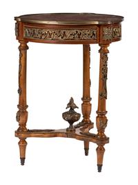 An Empire Style Inlaid Walnut and Bronze Mounted Side Table