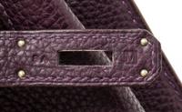 An Hermes Raisin Togo 22cm So-Kelly Handbag, 9" x 11" x 4.5".