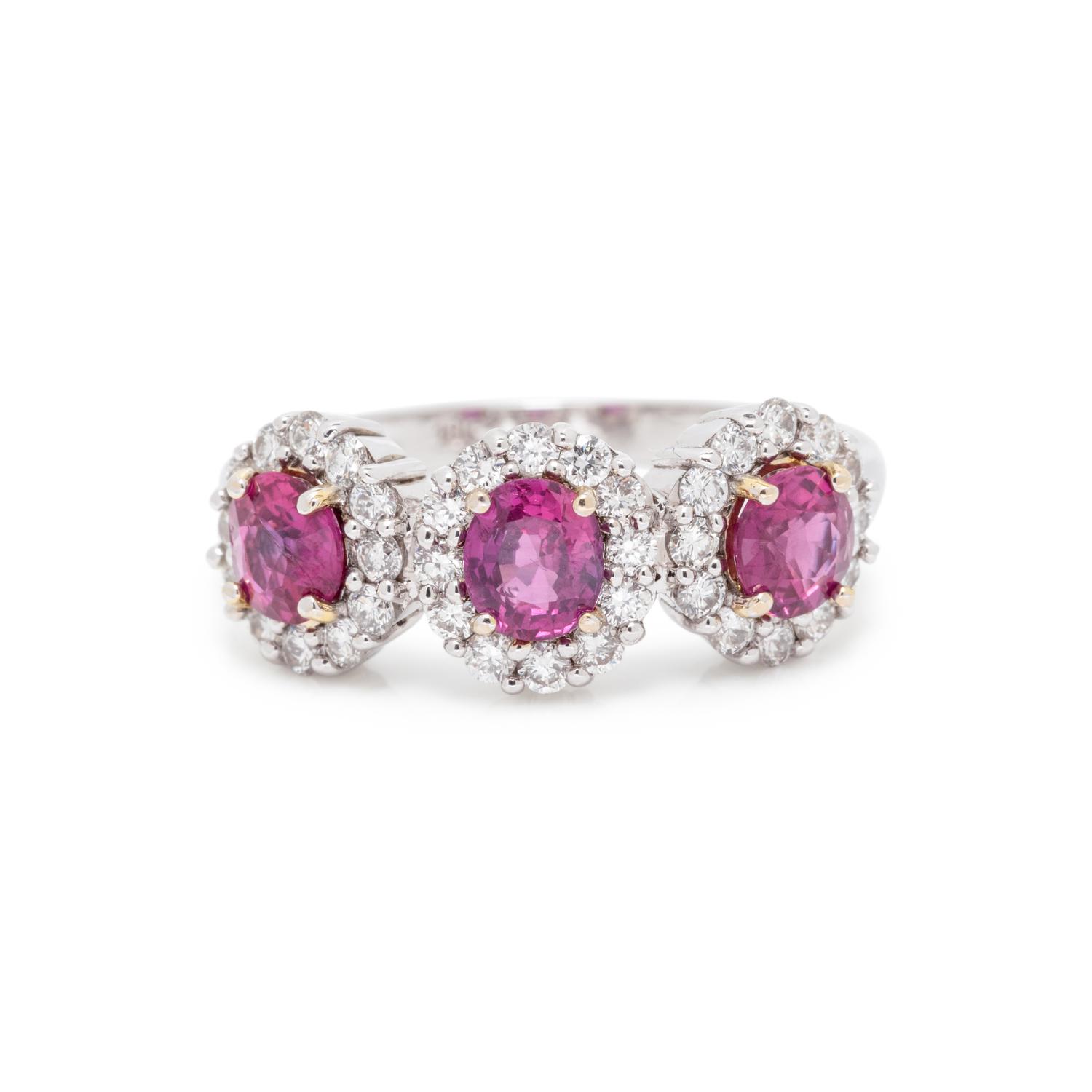 WHITE GOLD, BURMESE RUBY, AND DIAMOND RING