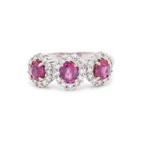 WHITE GOLD, BURMESE RUBY, AND DIAMOND RING