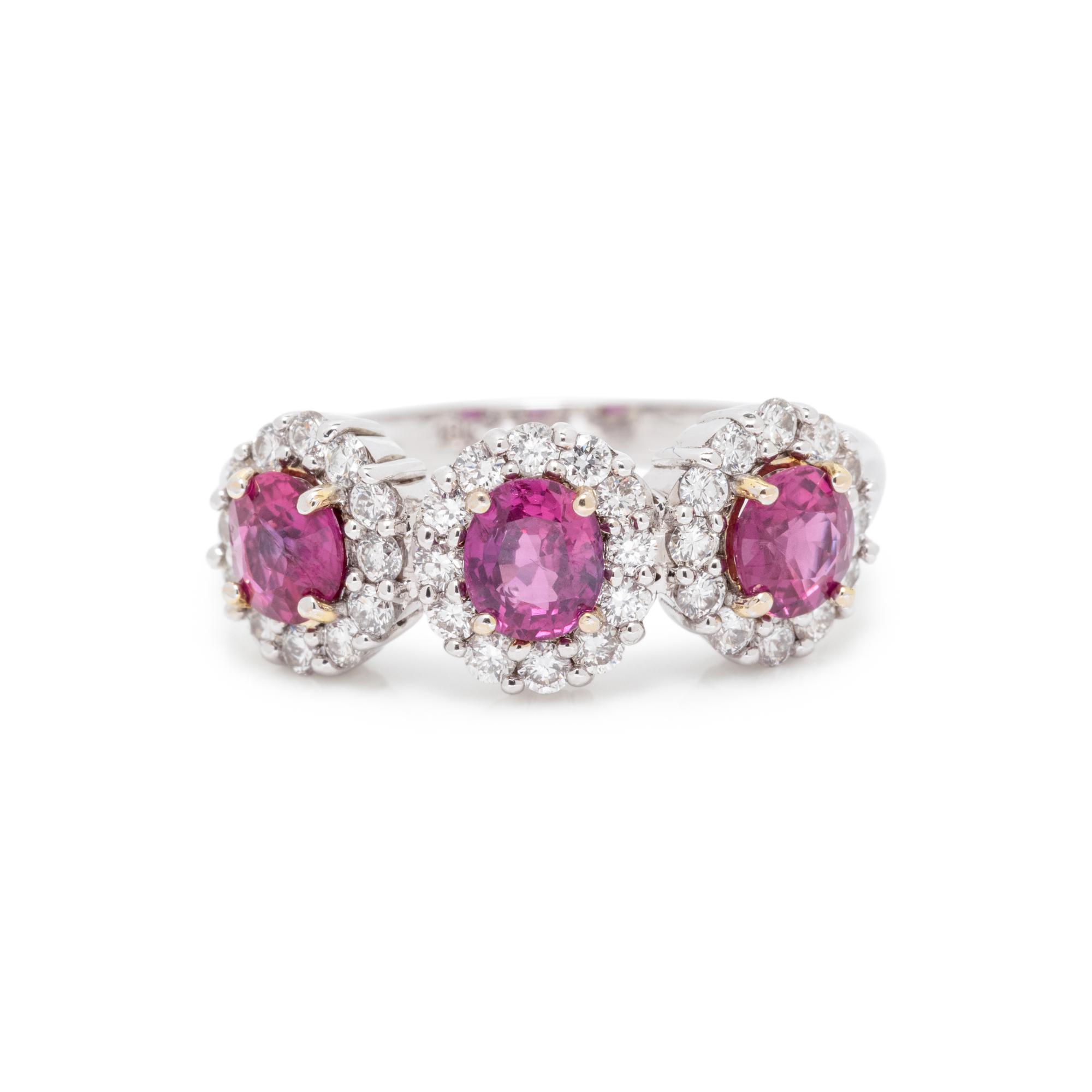 WHITE GOLD, BURMESE RUBY, AND DIAMOND RING