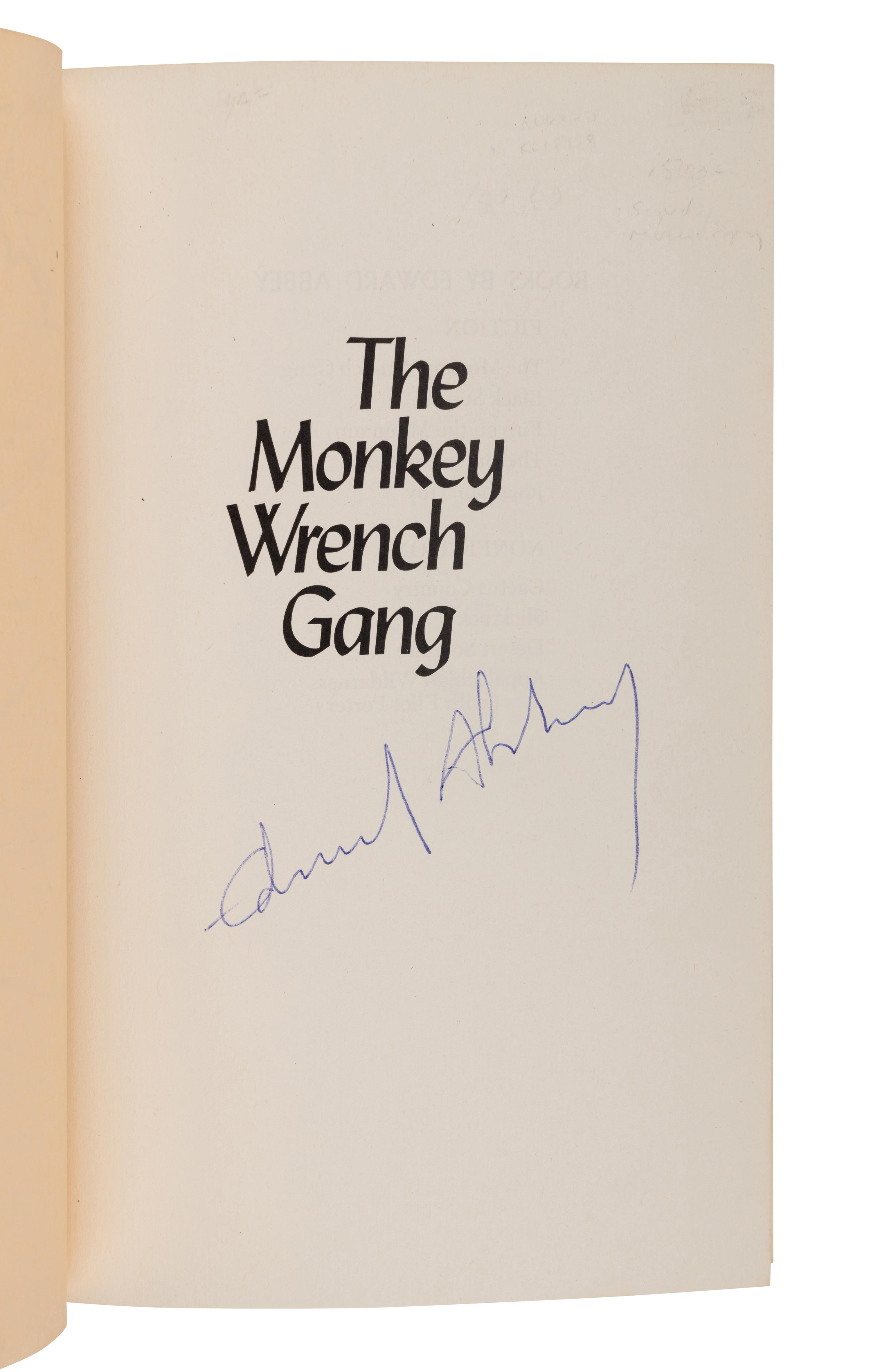 ABBEY, Edward (1927-1989). The Monkey Wrench Gang . Philadelphia and New York: J.B. Lippincott Company, 1975.