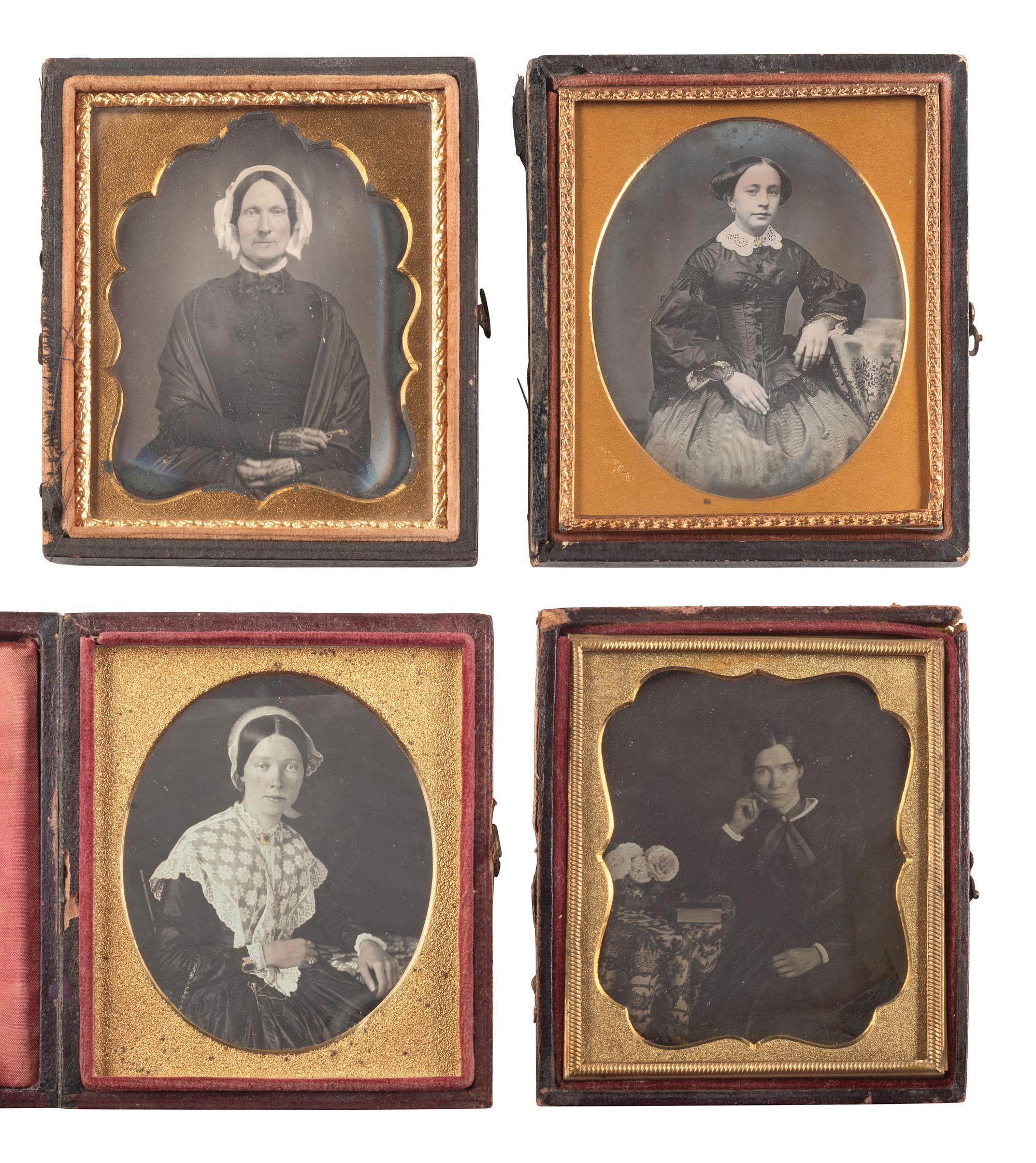 [EARLY PHOTOGRAPHY]. 40 sixth plate daguerreotypes of women of varying ages.