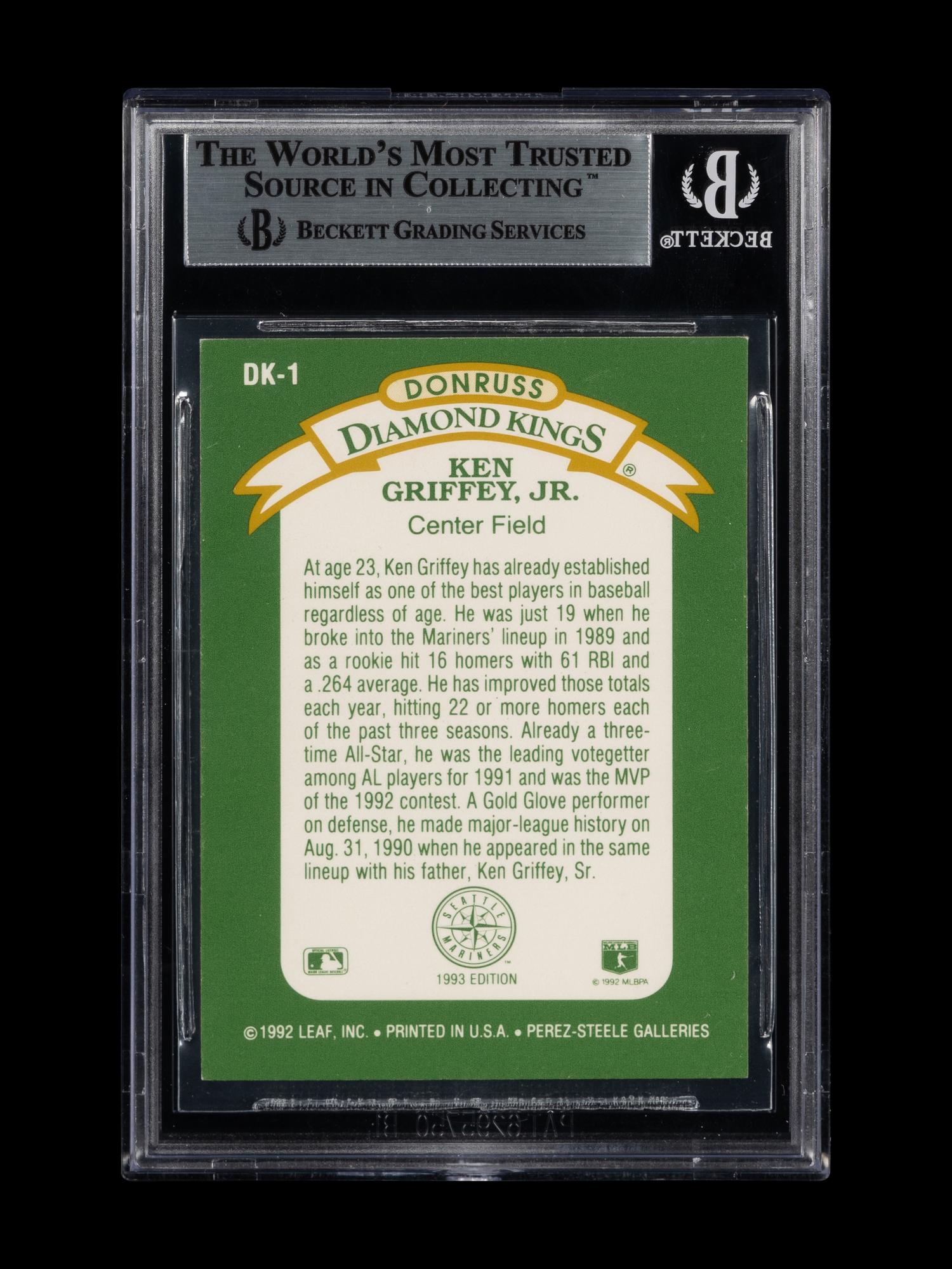 A 1993 Donruss Diamond Kings Ken Griffey Jr. Signed Autograph Baseball Card No. DK-1 (Beckett Authentication Services BAS Certified)