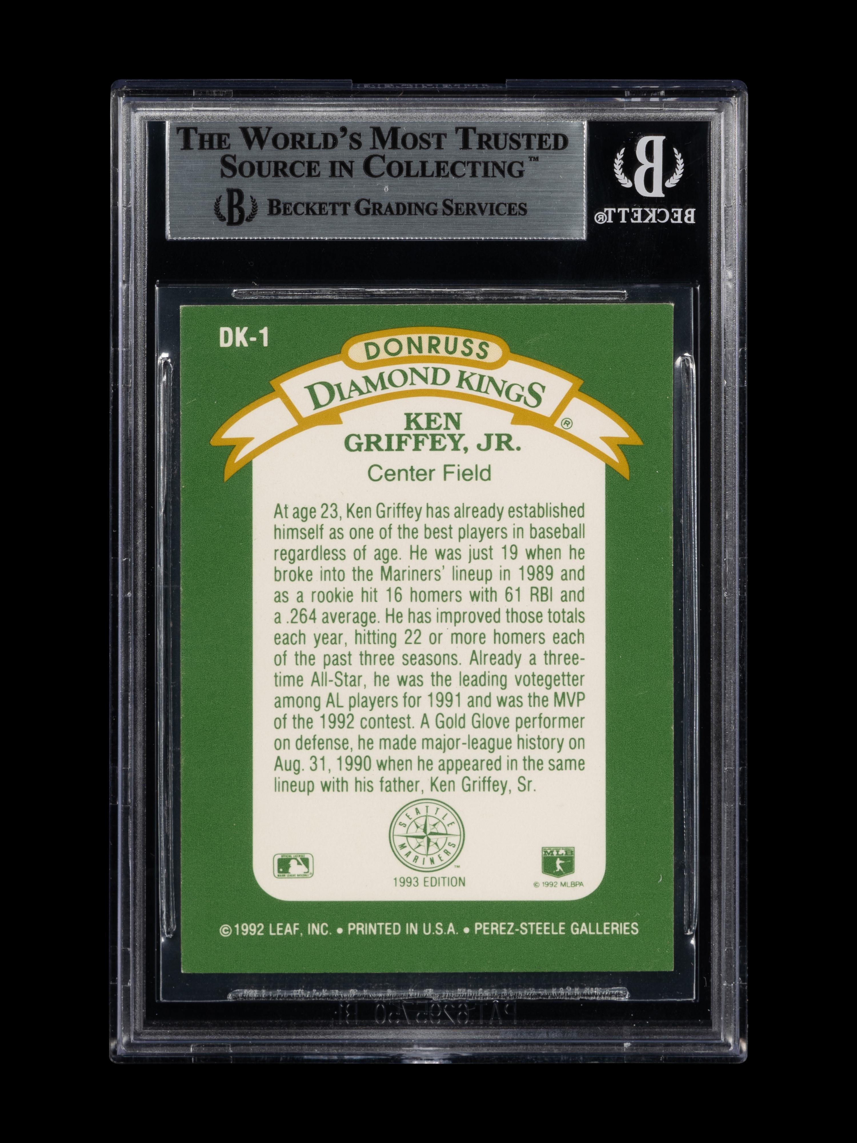 A 1993 Donruss Diamond Kings Ken Griffey Jr. Signed Autograph Baseball Card No. DK-1 (Beckett Authentication Services BAS Certified)