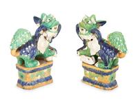 A Pair of Chinese Glazed Ceramic Guardian Lions