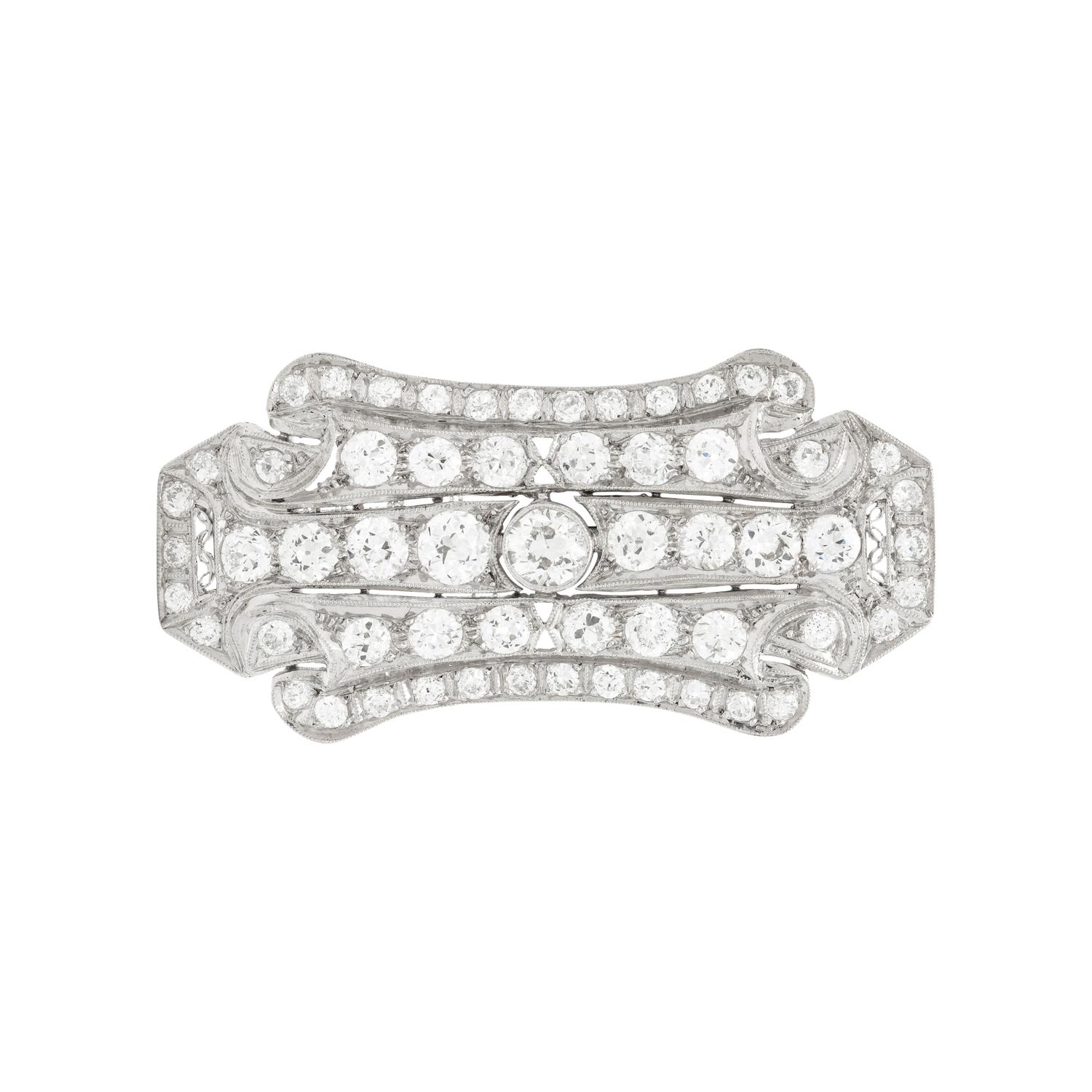 PLATINUM AND DIAMOND BROOCH