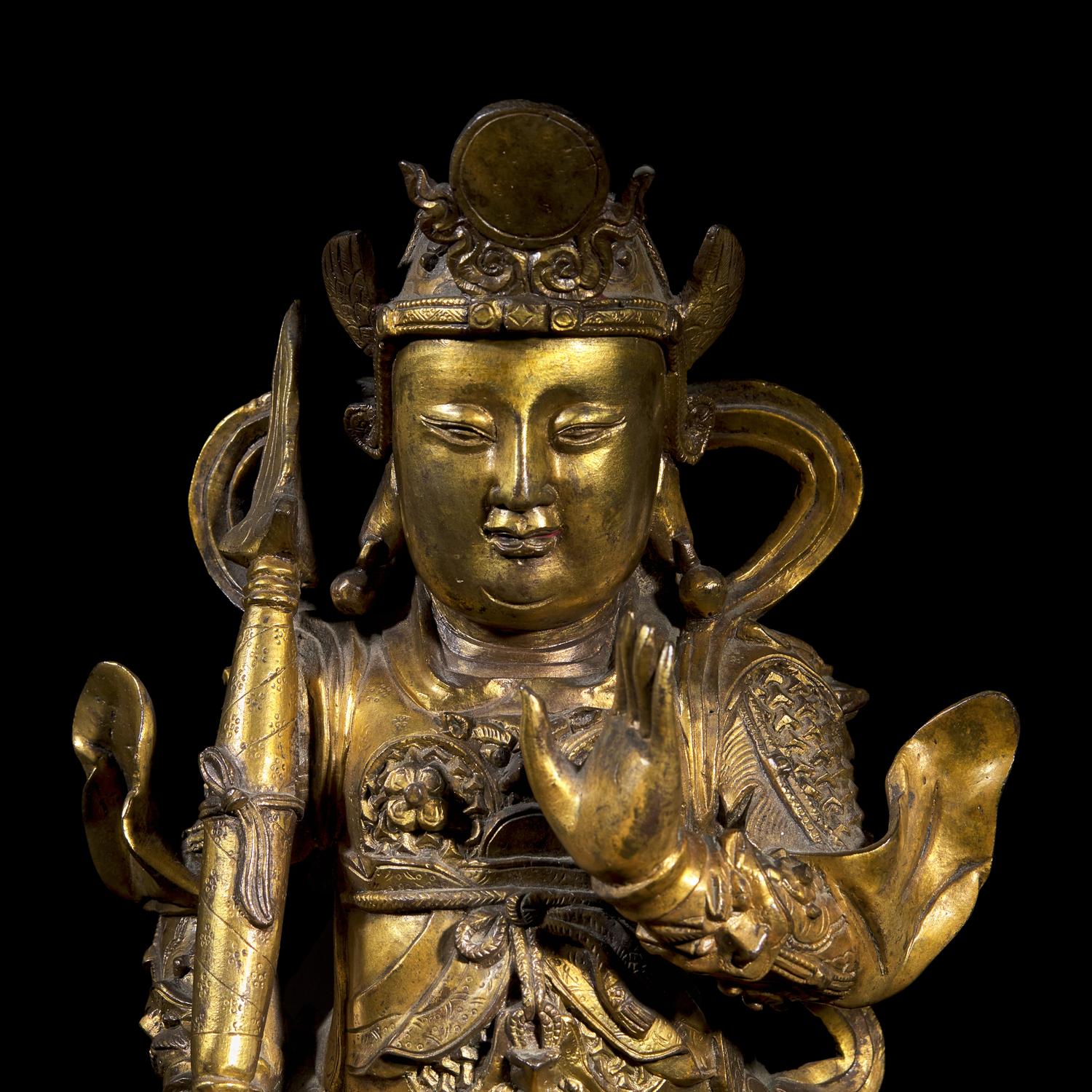 A Chinese Gilt Bronze Figure of Weituo Pusa , Ming Dynasty 明 鎏金銅韋陀
