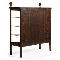 A Carved Oak Vitrine Cabinet and Open Bookshelf