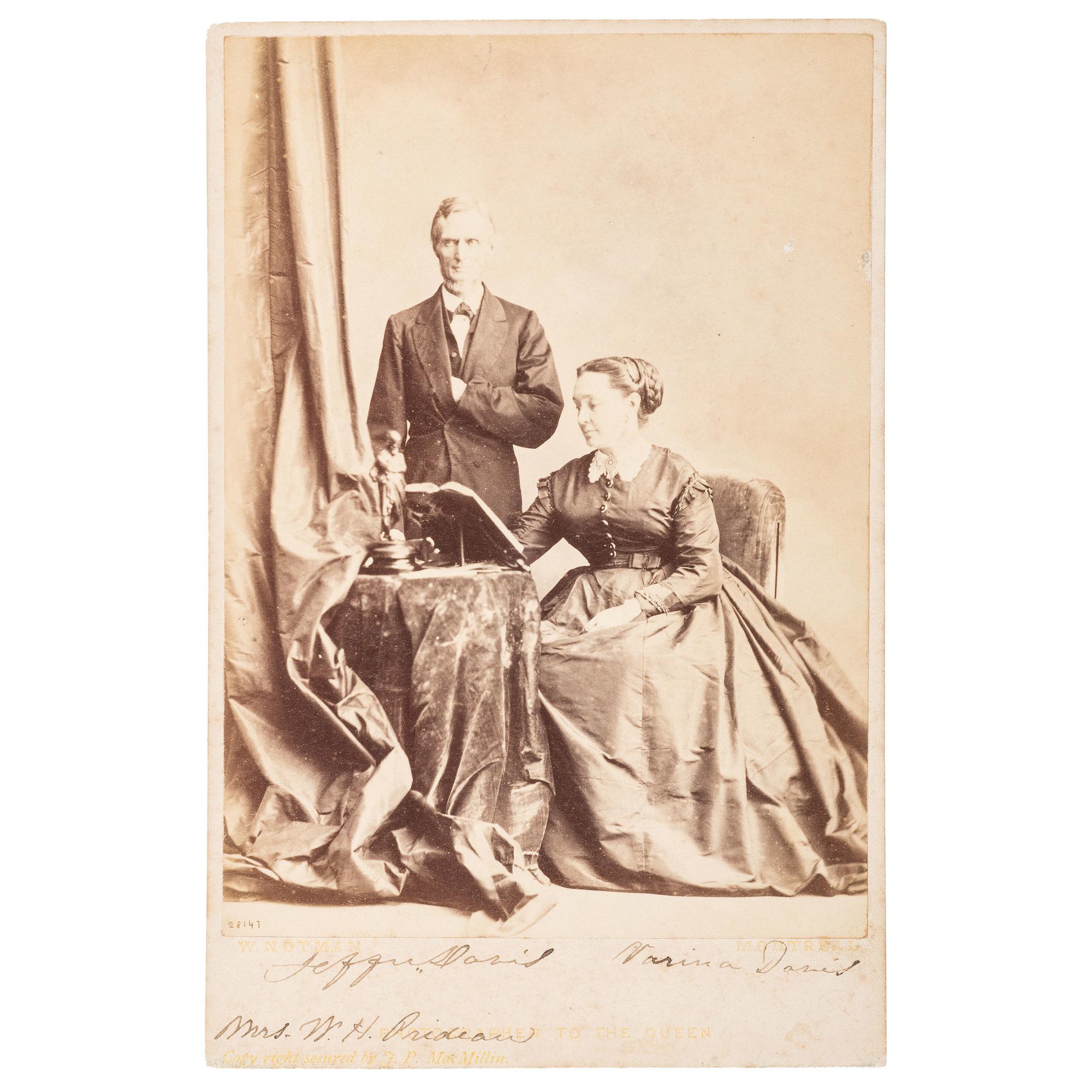 Jefferson Davis and Varina Davis Signed Cabinet Card