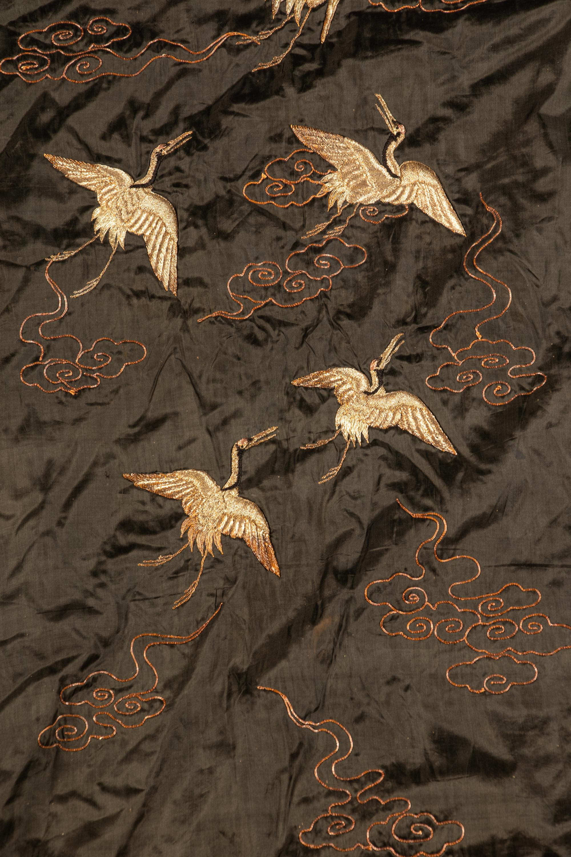 Three Japanese Silk Kimono and One Japanese Silk Priest Robe