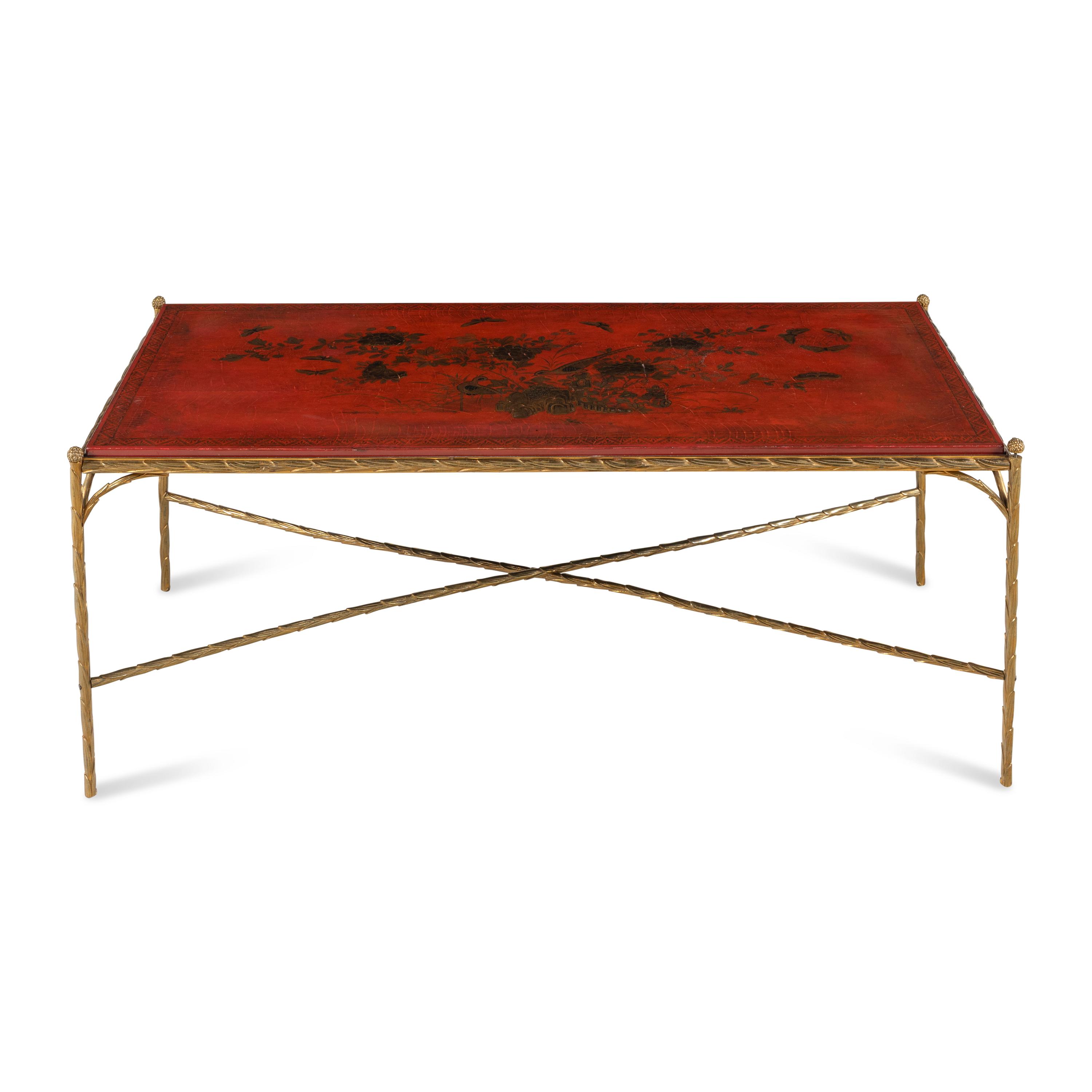 A Chinese Lacquer and Gilt Metal Low Table
